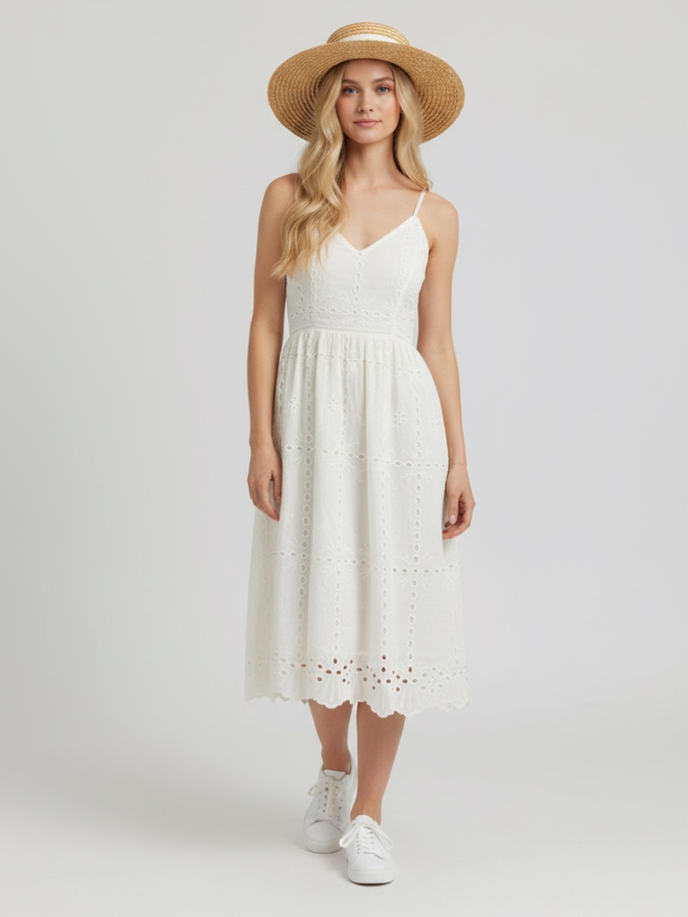 S BETRO Elegant Cream Eyelet Dress 👗